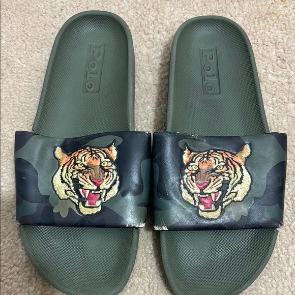 Men’s Polo Ralph Lauren Camouflage Tiger Slides Sz 11
